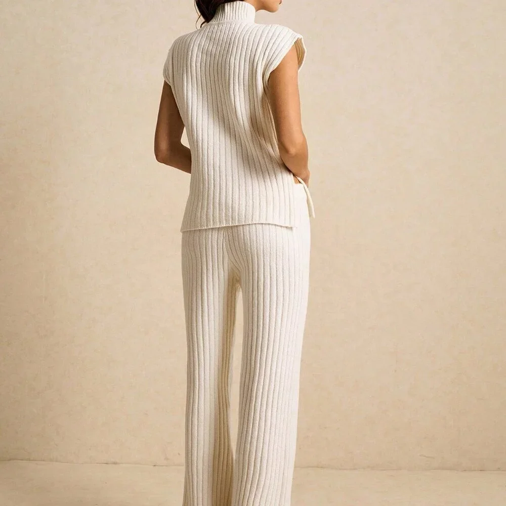 Apricot Casual Women's Turtleneck Knit Sweater Set